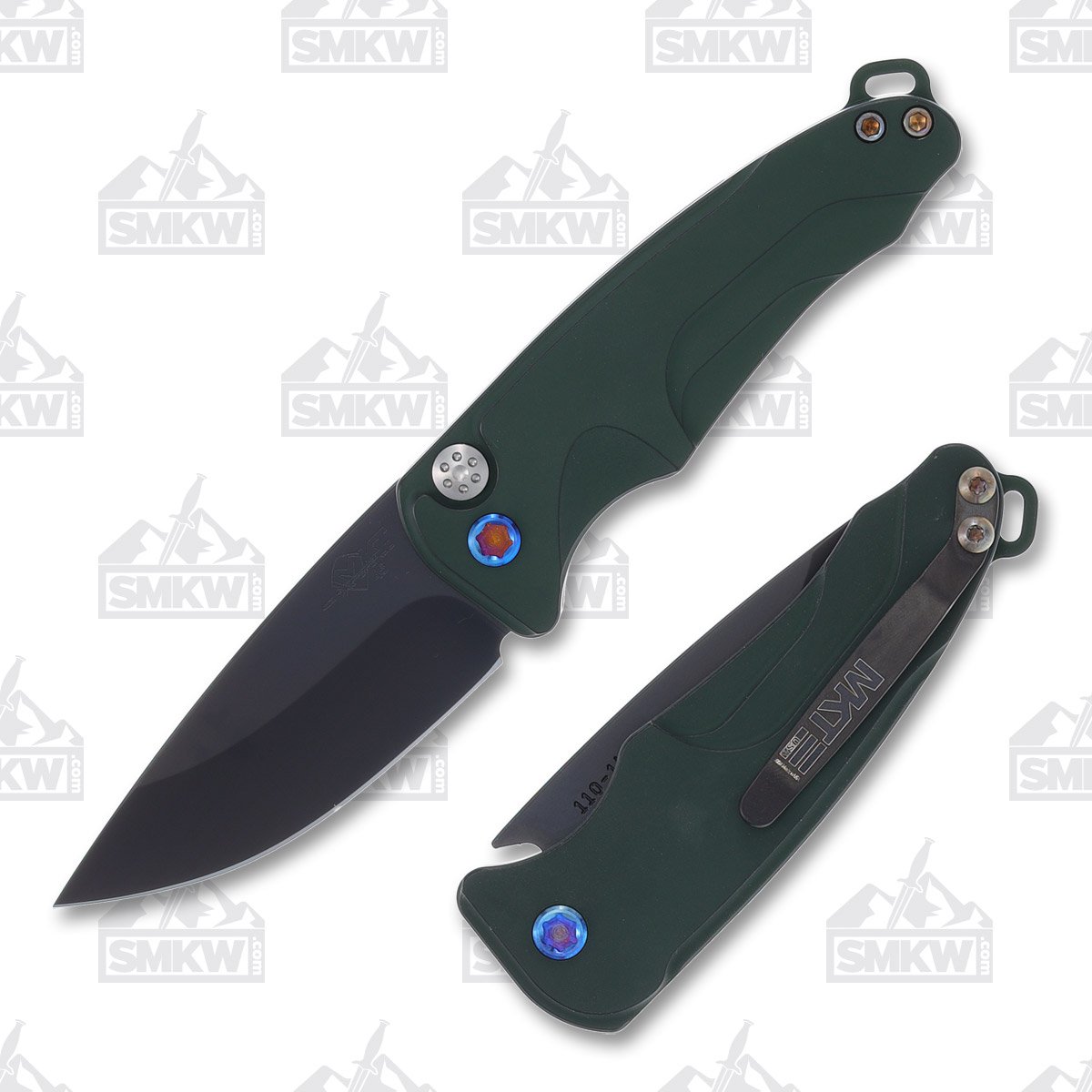 Medford Smooth Criminal Auto Knife Green Flamed - 3in Drop Point Plain MKP40AGTFCP View 1