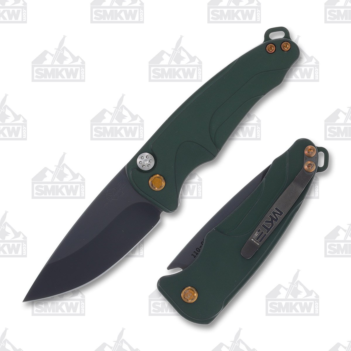 Medford Smooth Criminal Automatic Knife PVD Drop Point/Green with Bronze Hardware MKP40AGTICP View 1