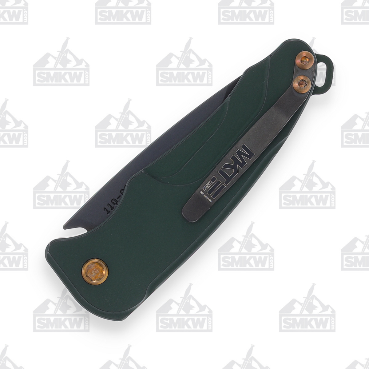 Medford Smooth Criminal Automatic Knife PVD Drop Point/Green with Bronze Hardware MKP40AGTICP View 7
