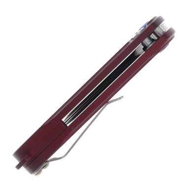 Medford Smooth Criminal OTS Knife Red Flamed - 3in Tumbled Drop Point Plain MKT41ARTFCS View 8