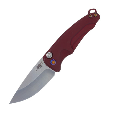Medford Smooth Criminal OTS Knife Red Flamed - 3in Tumbled Drop Point Plain MKT41ARTFCS View 2