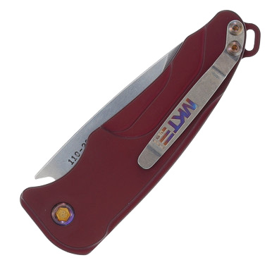 Medford Smooth Criminal OTS Knife Red Flamed - 3in Tumbled Drop Point Plain MKT41ARTFCS View 7