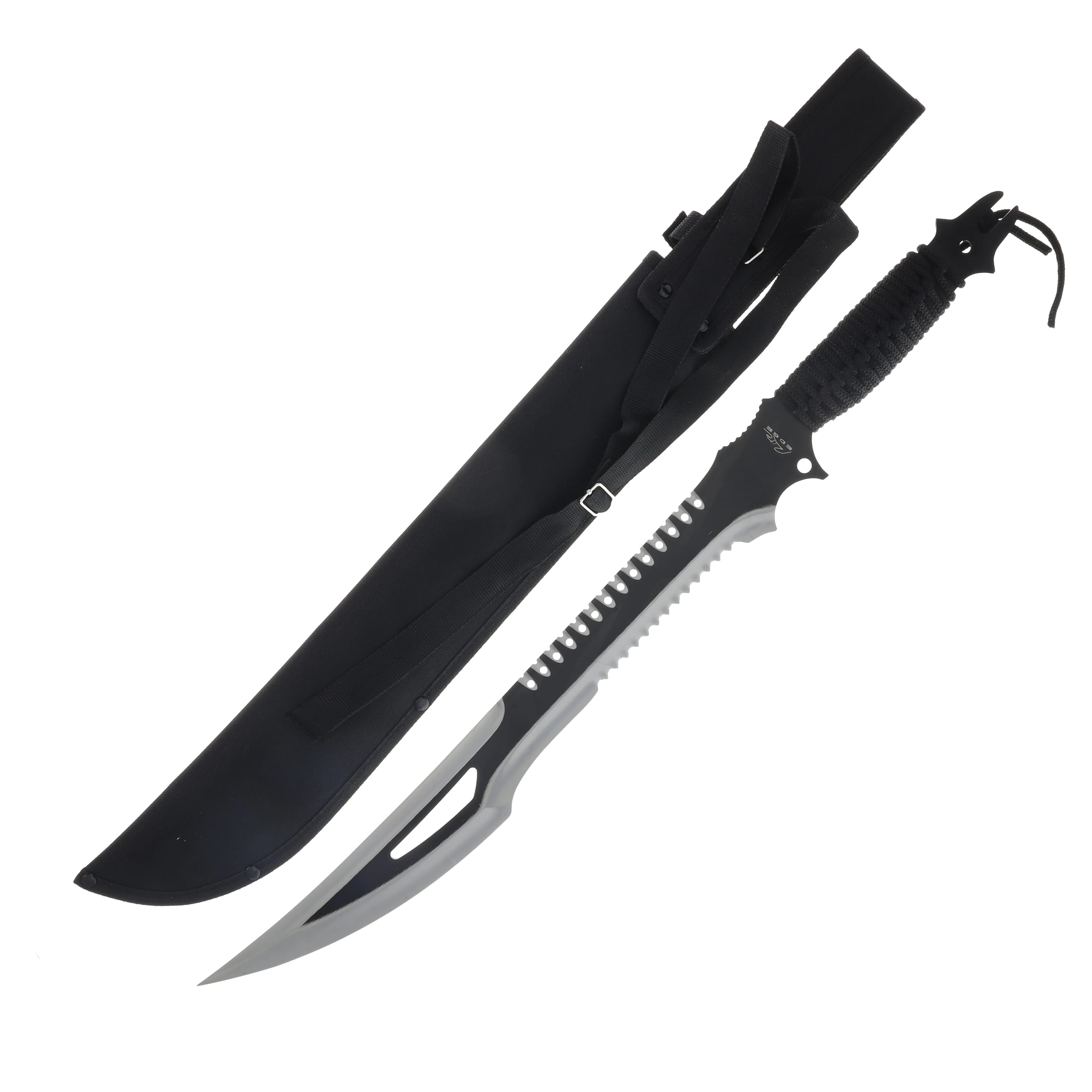 Szco 25in Fang Machete Cord Wrapped Black Fixed Blade 926956 View 1