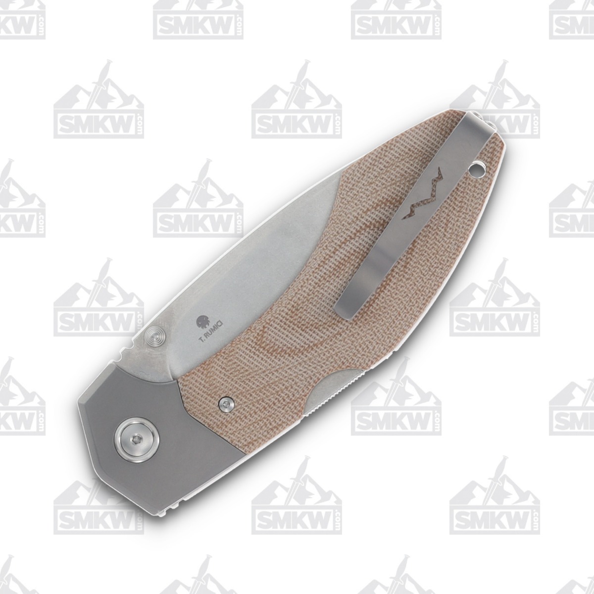 MKM Knives Hero Folding Knife Natural Canvas Micarta 3.46in Drop Point MKHRNCT View 3
