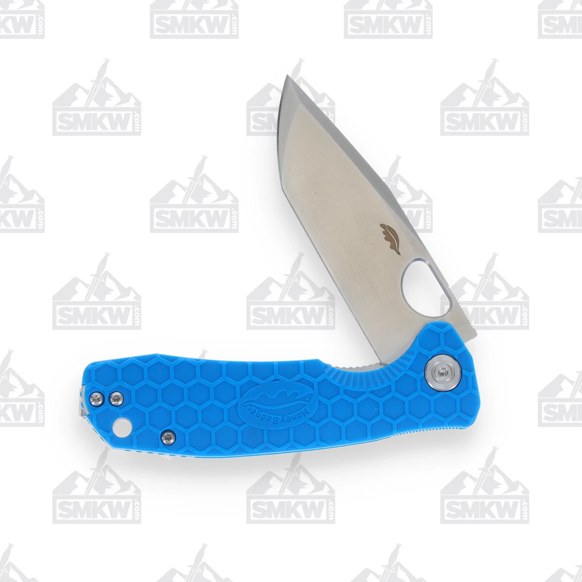Honey Badger Medium Tanto Folding Knife Blue 3.19in Plain Satin Blade HB1334 View 3