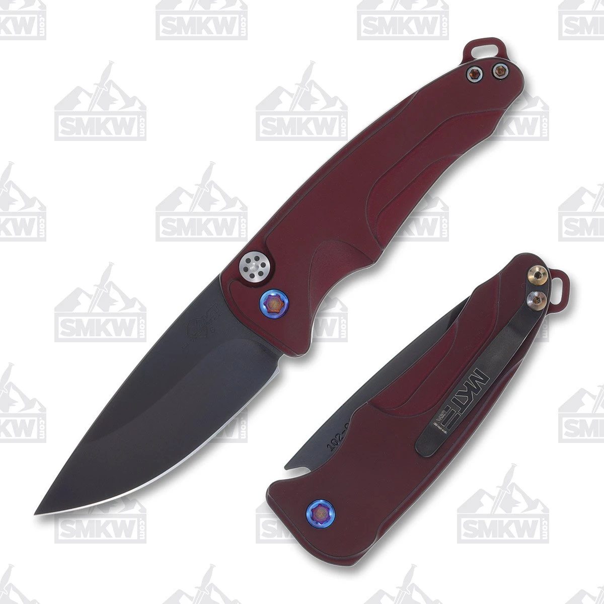 Medford Smooth Criminal OTS Knife Red Flamed - 3in PVD Black Plain View 1