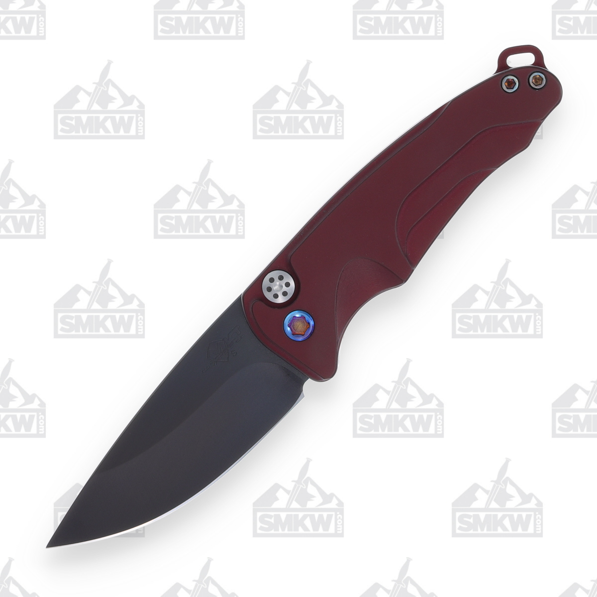 Medford Smooth Criminal OTS Knife Red Flamed - 3in PVD Black Plain View 2