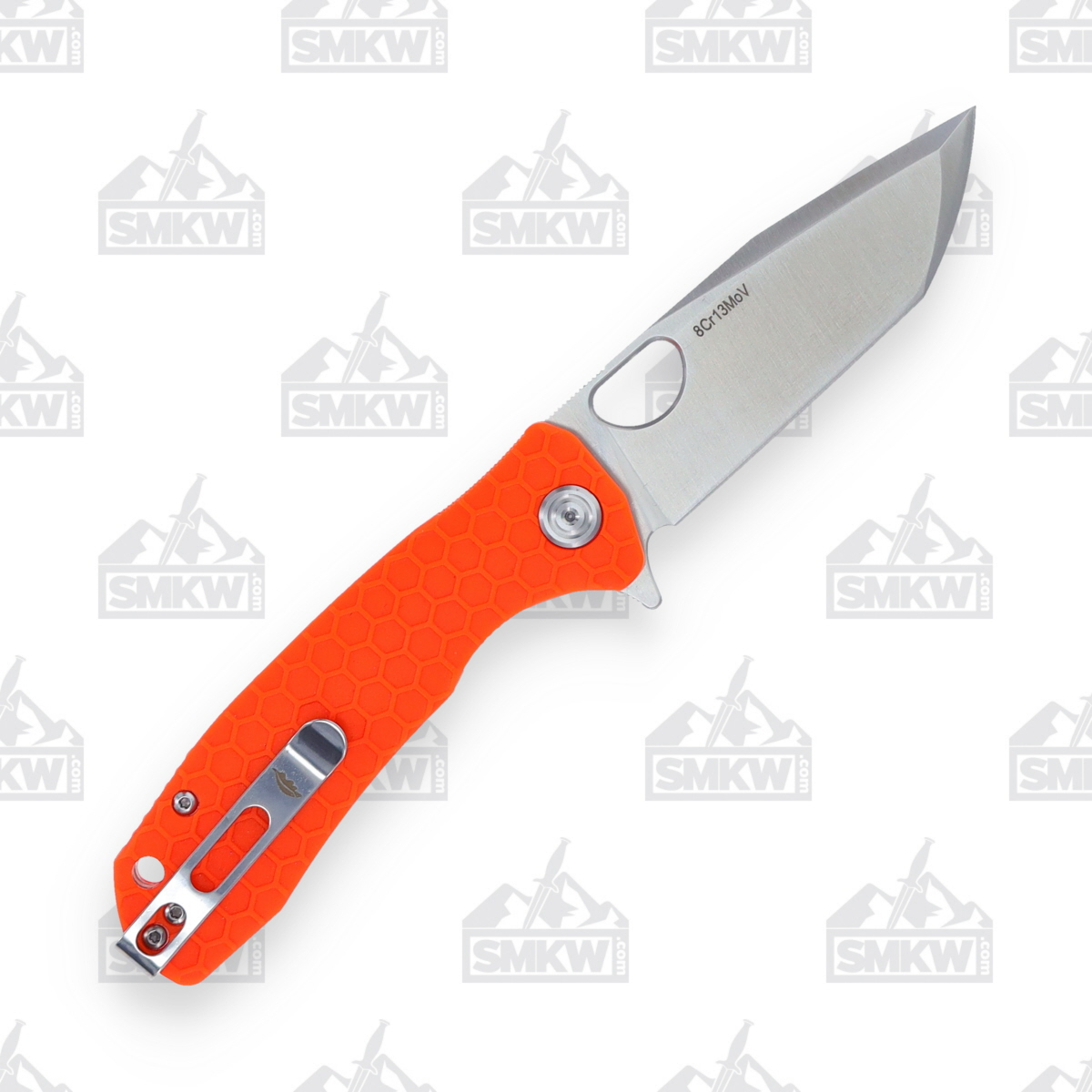 Honey Badger Medium Tanto Folding Knife Orange 3.19in Plain Satin Blade HB1336 View 2