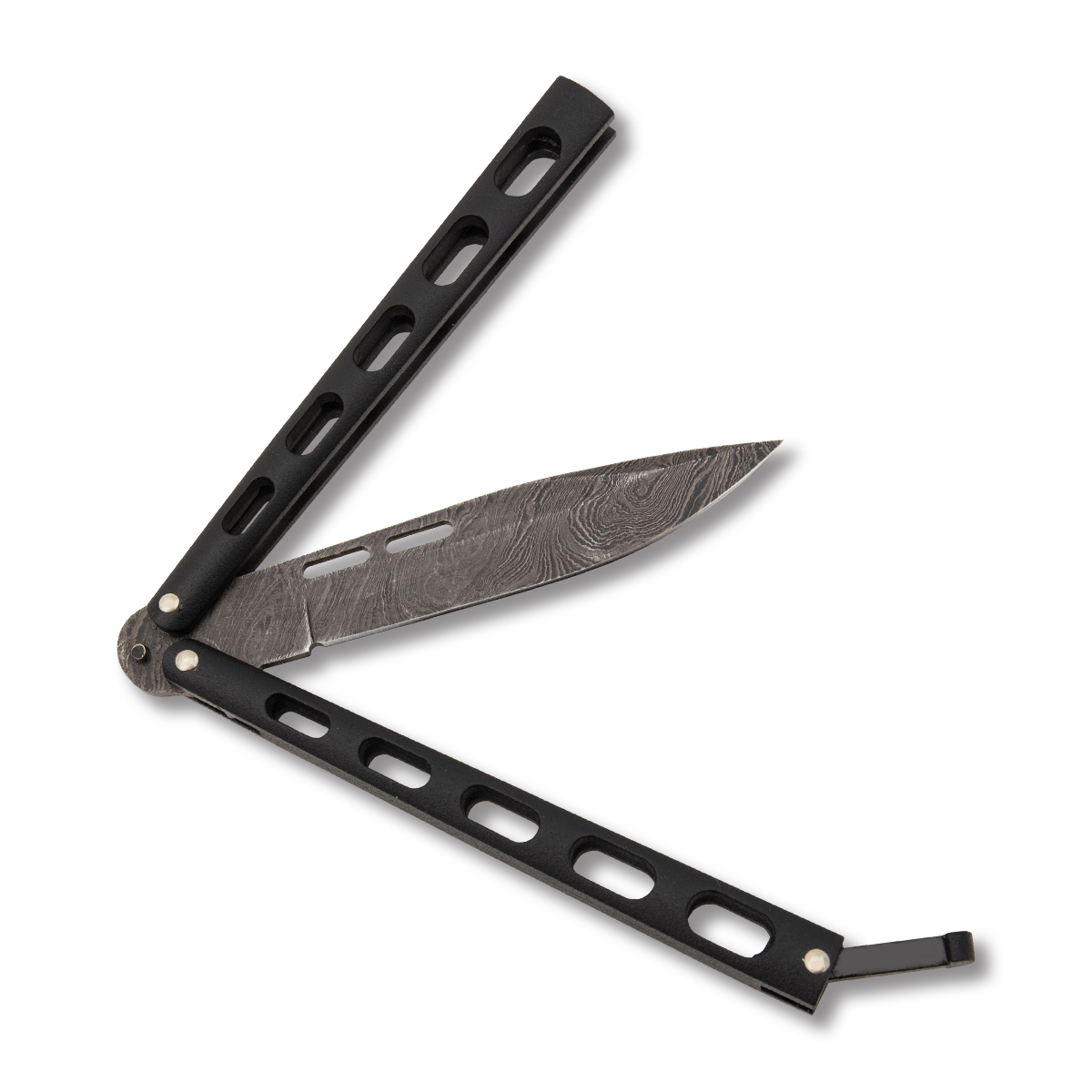 Bear & Son Balisong Damascus Clip Point BR115D View 4
