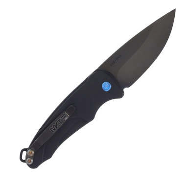 Medford Smooth Criminal OTS Auto Knife Blue - 3in PVD Black Drop Point Plain View 3