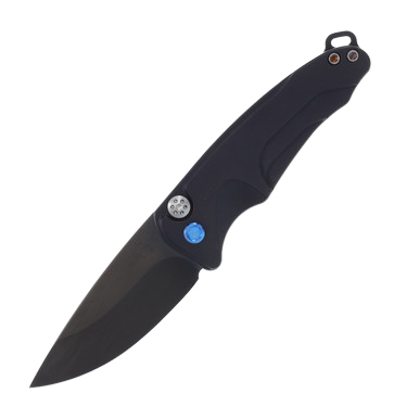 Medford Smooth Criminal OTS Auto Knife Blue - 3in PVD Black Drop Point Plain View 2