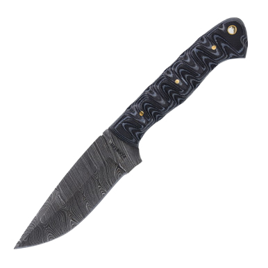 Charcoal Grooved Damascus Hunter Fixed Blade Knife View 2