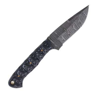 Charcoal Grooved Damascus Hunter Fixed Blade Knife View 3