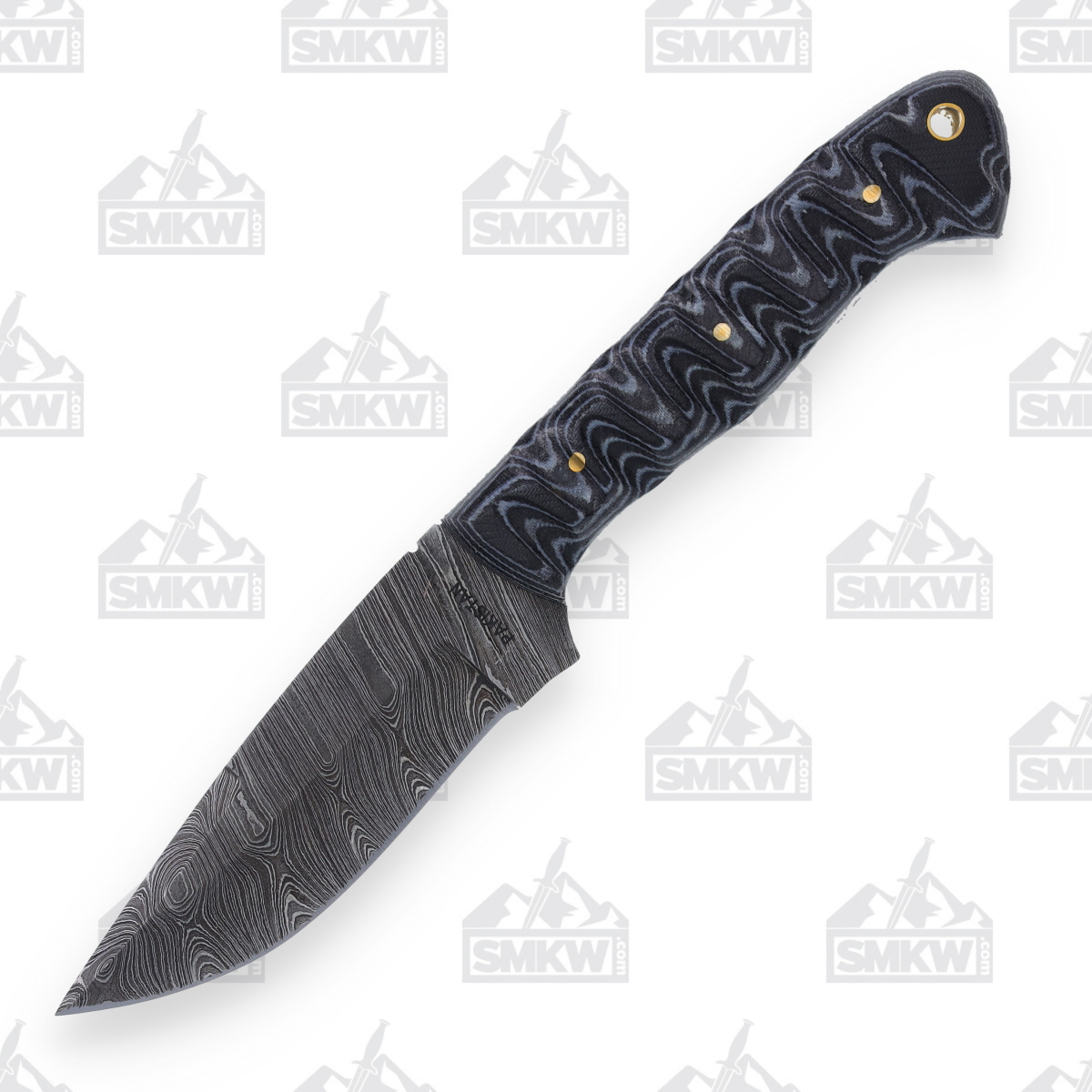 Charcoal Grooved Damascus Hunter Fixed Blade Knife DM1306 View 2