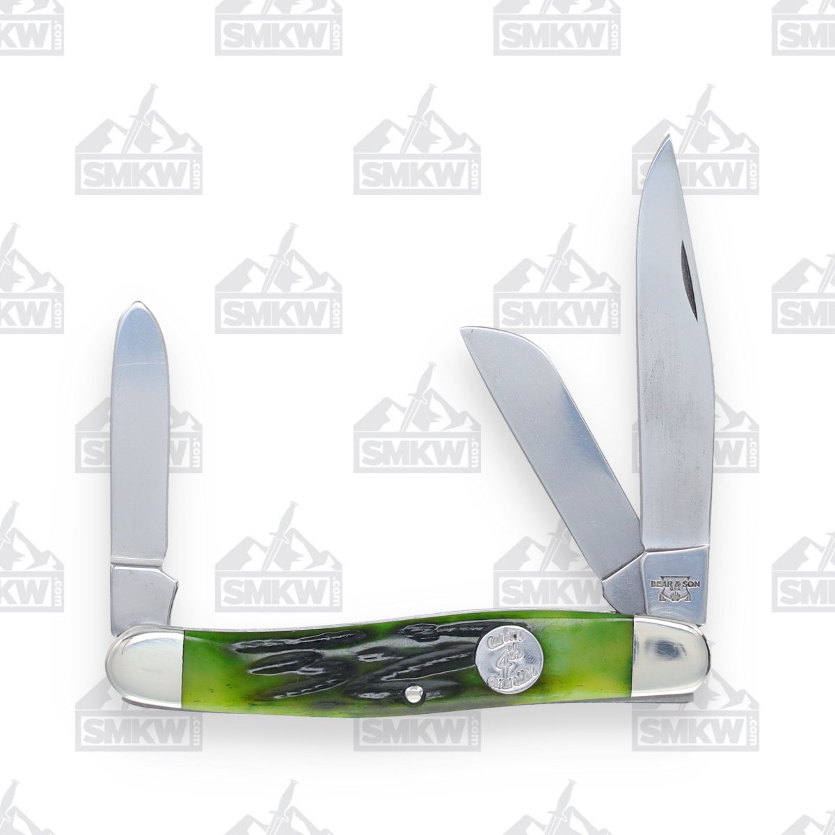 Bear & Son Hunter Green Stag Bone Large Stockman Folding Knife BRGSBC47 View 1