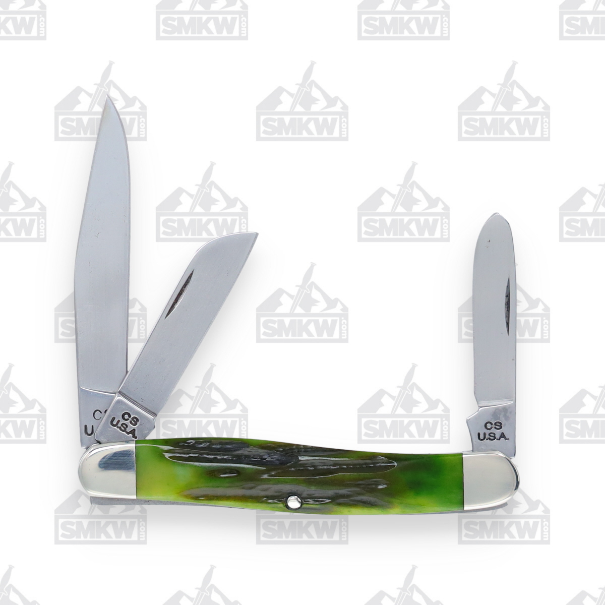 Bear & Son Hunter Green Stag Bone Large Stockman Folding Knife BRGSBC47 View 2
