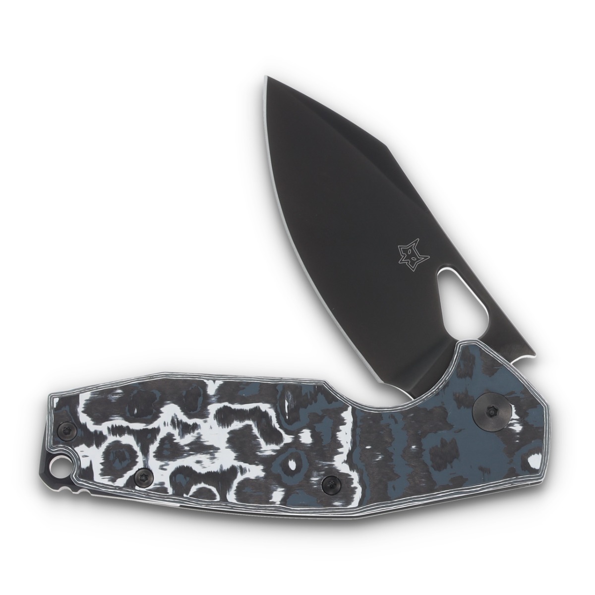 Fox Knives SMKW Exclusive Yaru Folding Knife Black Vanax/White Storm FatCarbon FX527SMWS View 3