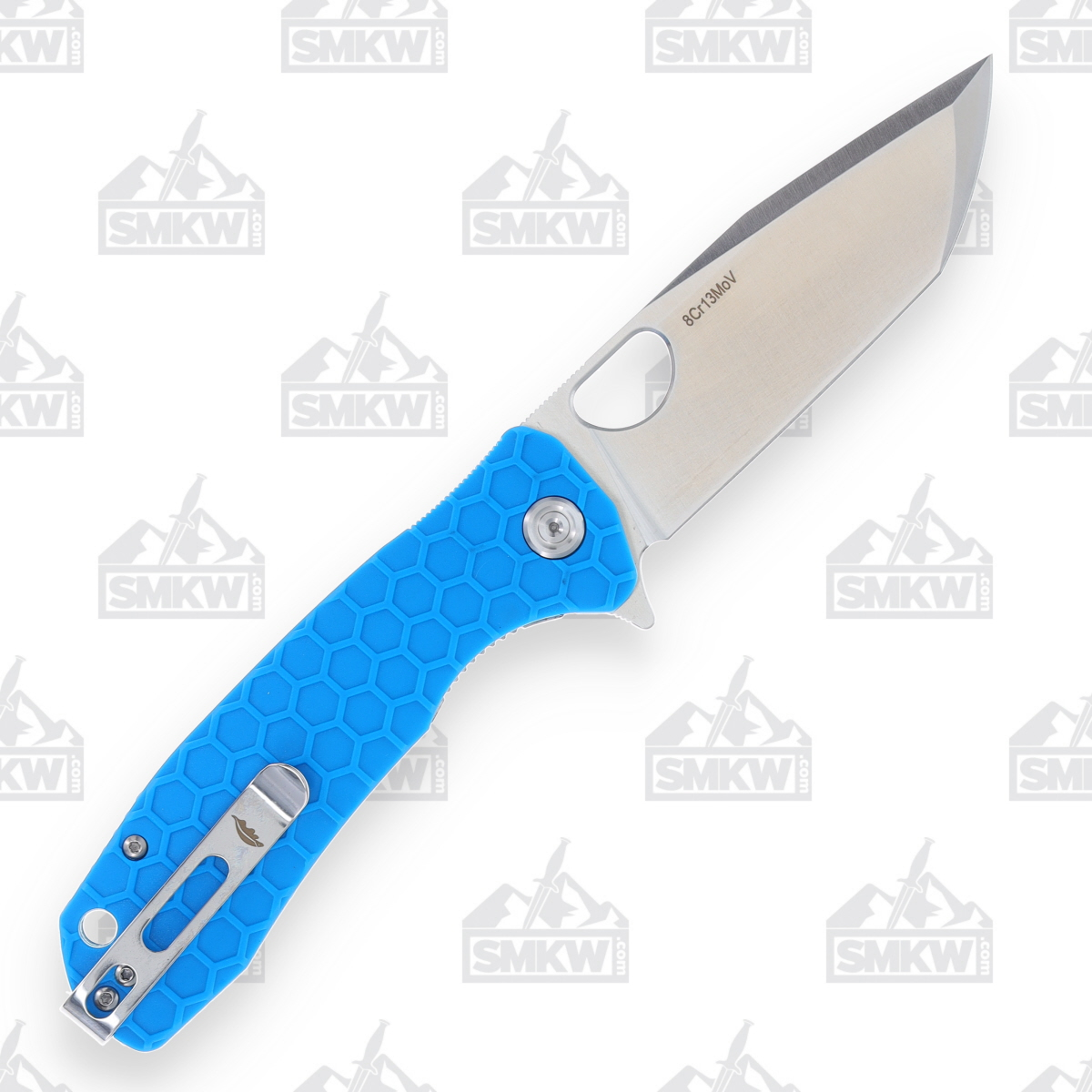Honey Badge Large Blue FRN Flipper Knife 3.63in Tanto Blade HB1324 View 2