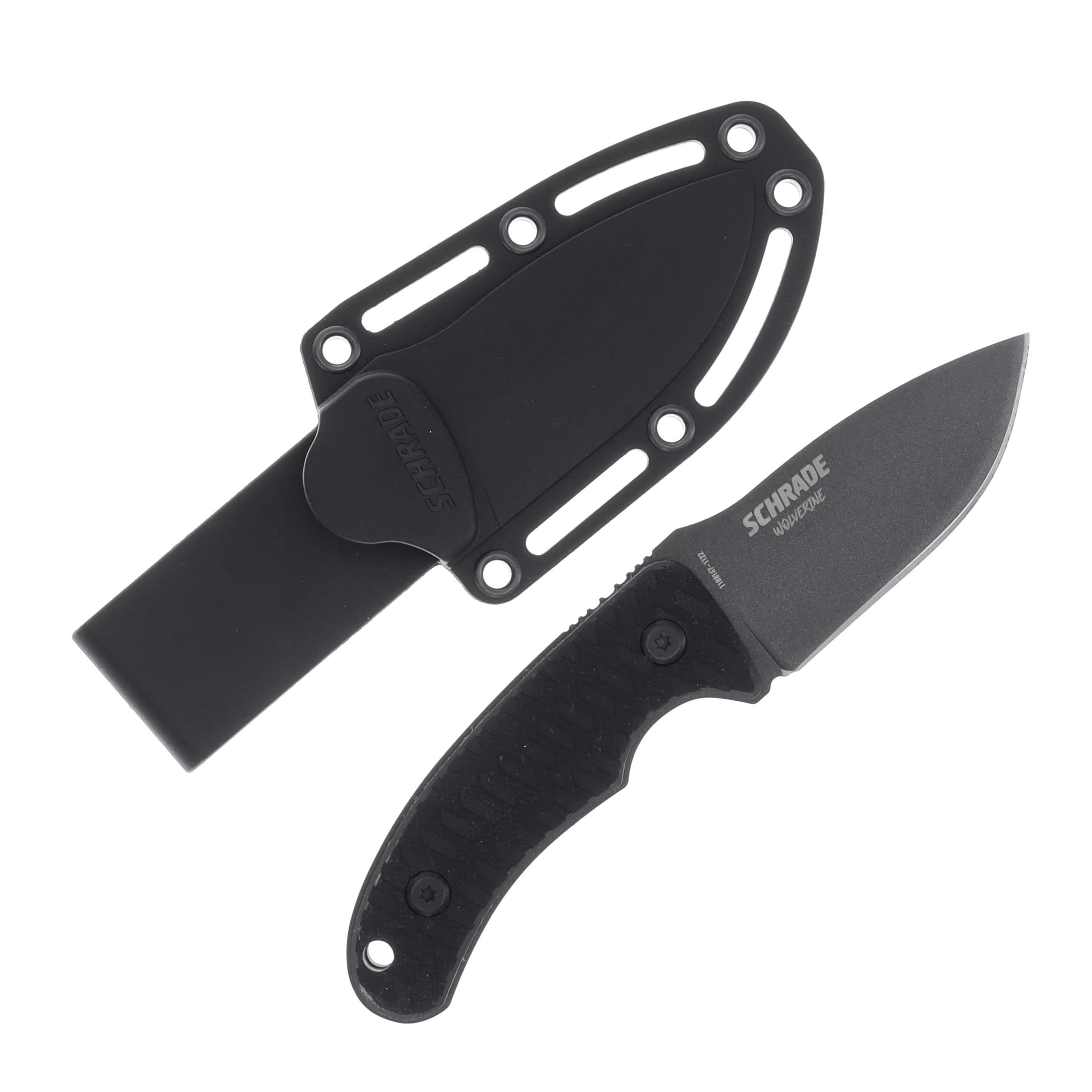 Schrade Wolverine Mini 2.5 Inch Plain Black Teflon Drop Point 1182519 View 1