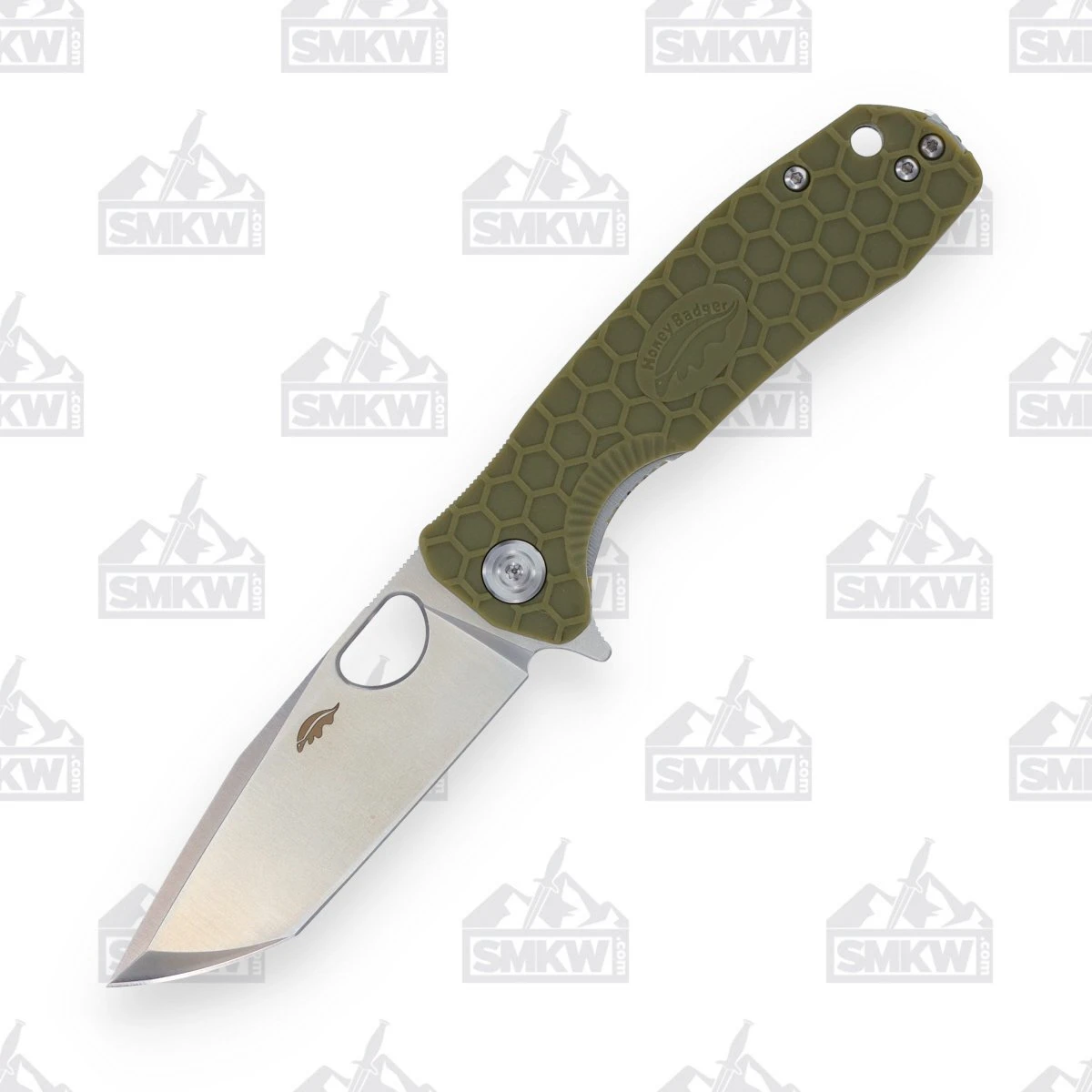 Honey Badger Knives Medium Tanto Folding Knife Green 3.19in Satin Blade HB1333 View 1
