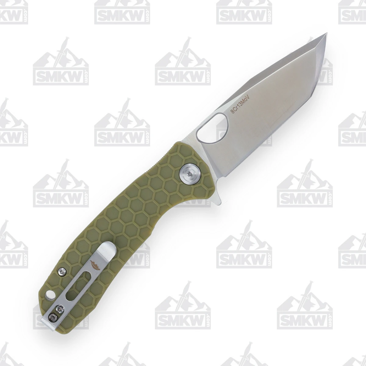 Honey Badger Knives Medium Tanto Folding Knife Green 3.19in Satin Blade HB1333 View 2