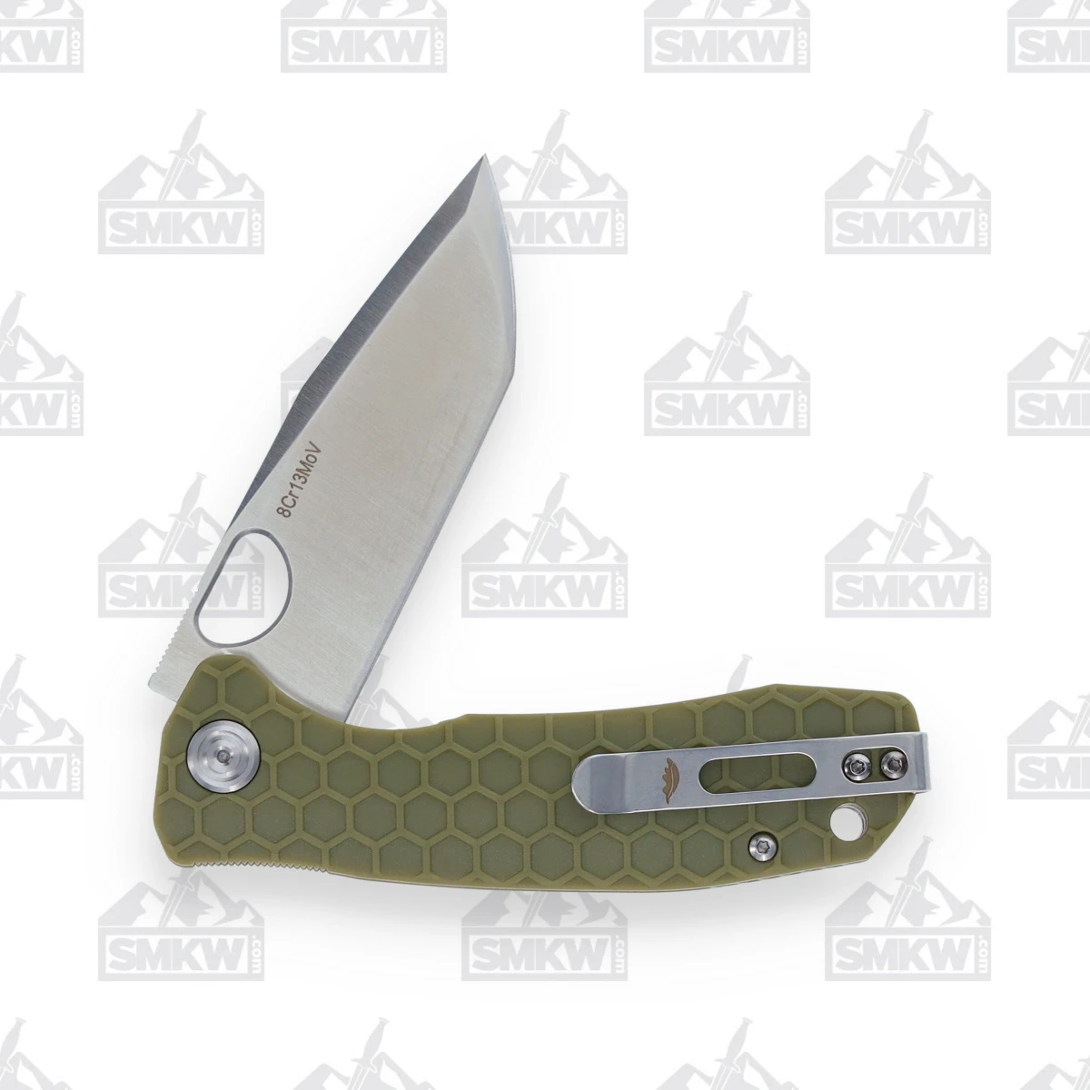 Honey Badger Knives Medium Tanto Folding Knife Green 3.19in Satin Blade HB1333 View 4