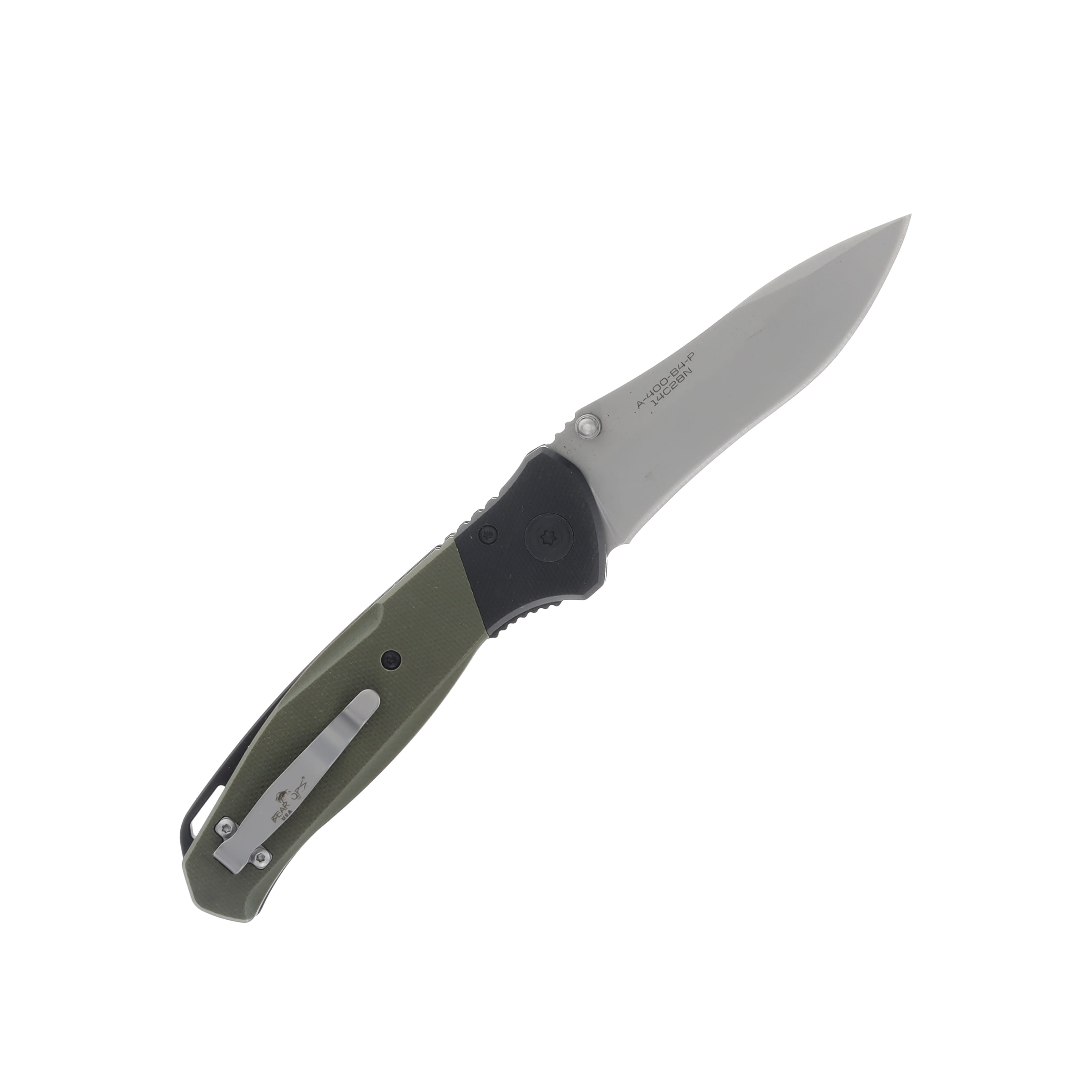 Bear & Son Bear Swipe IV OD Green – Black 3.25in Plain Black Modified Drop Point BRA400B4P View 2