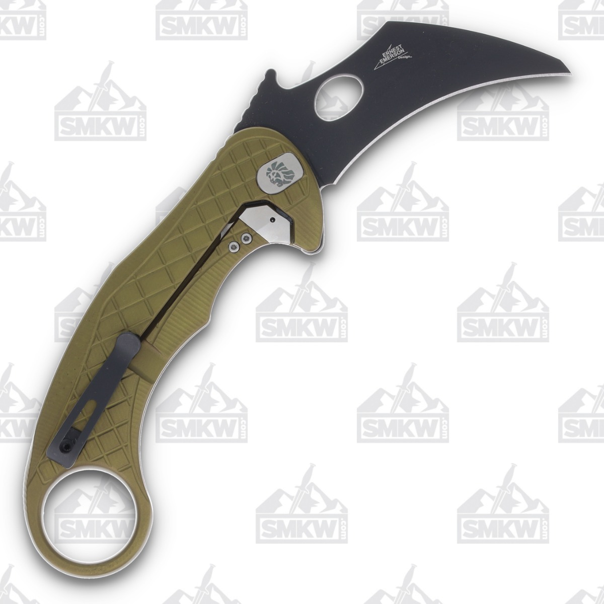 LionSteel LE One Folding Knife Black Blade Green Aluminum Handle LSLE1AGB View 2