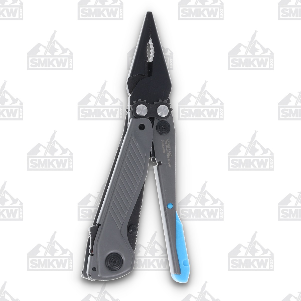 SOG Flash MT Urban Gray and Cyan Multitool 7 Tools 2.4in Black Clip Point SOG29550241 View 3
