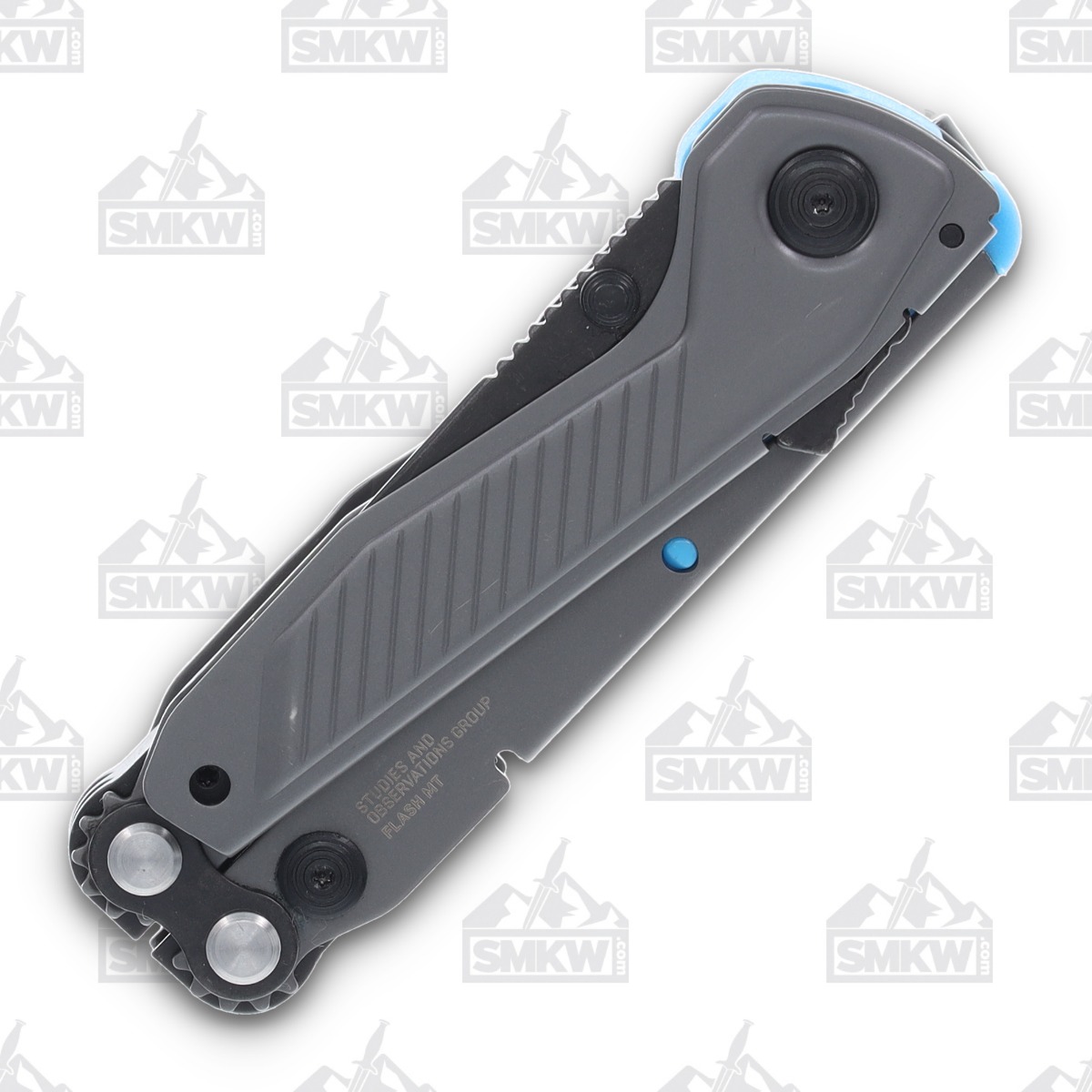 SOG Flash MT Urban Gray and Cyan Multitool 7 Tools 2.4in Black Clip Point SOG29550241 View 6