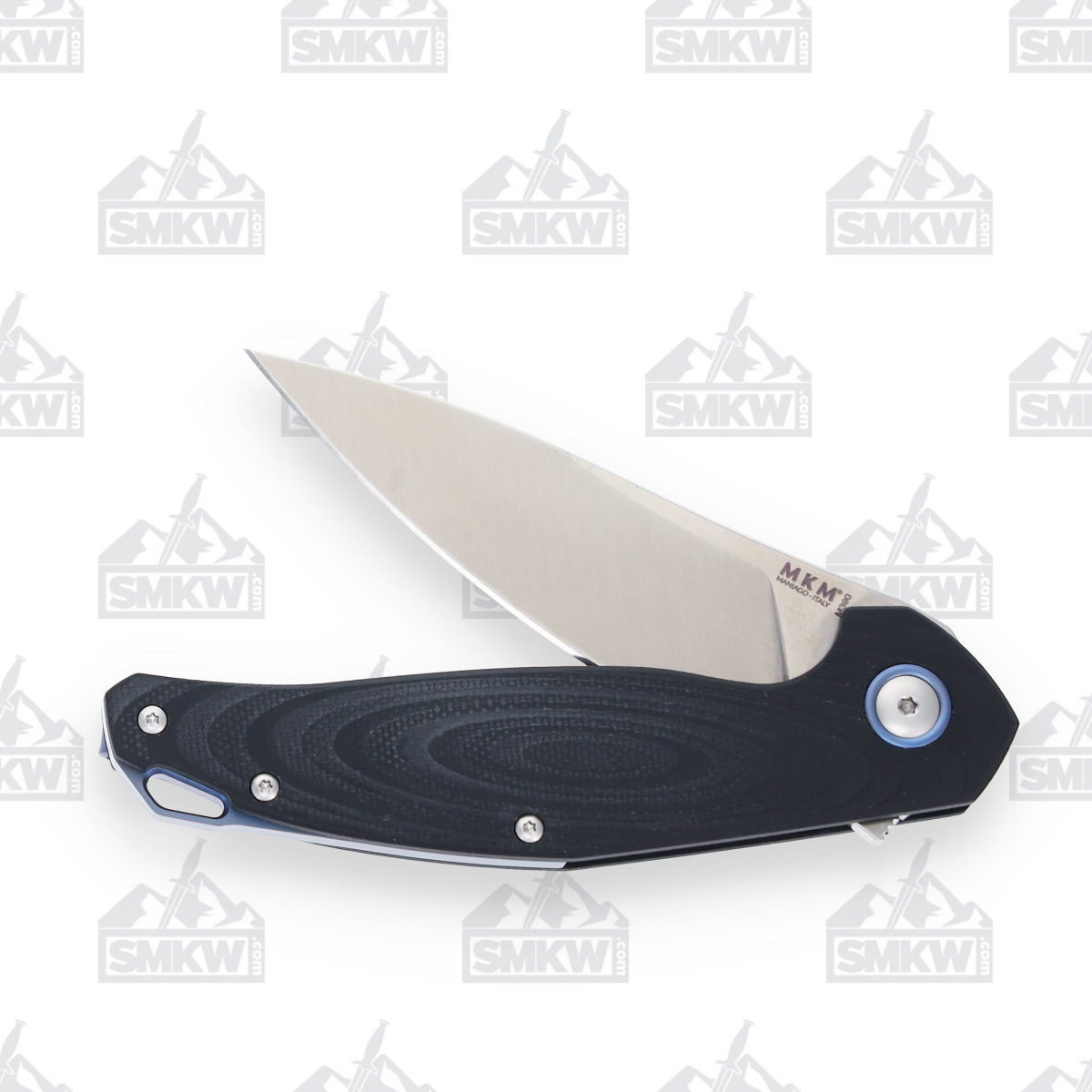 MKM Knives Goccia Folding Knife Black G10 3.35in Satin Plain Drop Point MKMMKGCGBK View 3
