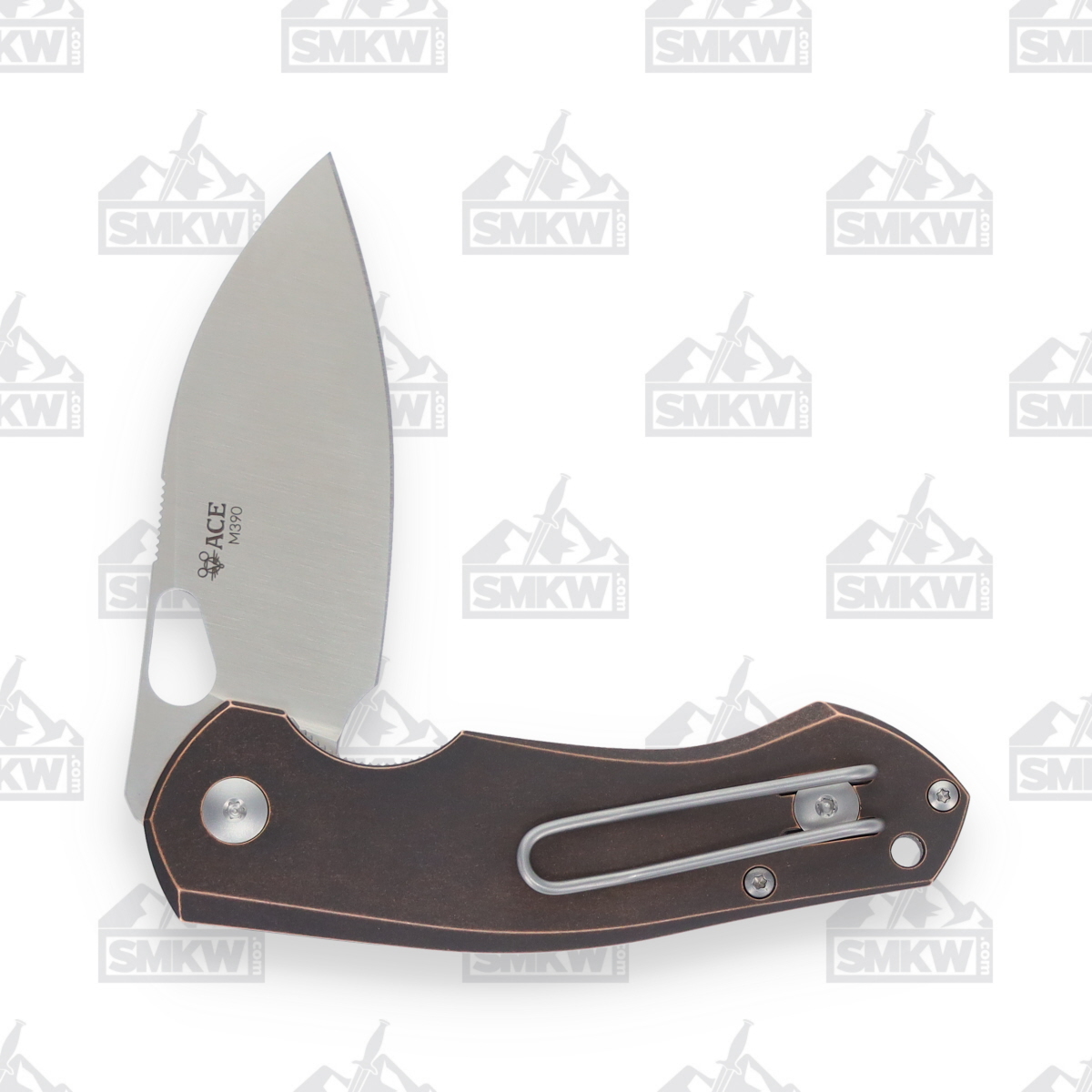 GiantMouse ACE Biblio Linerlock Folding Knife Satin M390/Bronze and Micarta GMBIBLIBZNI View 5