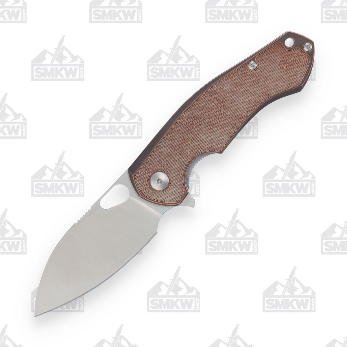 GiantMouse ACE Biblio Linerlock Folding Knife Satin M390/Bronze and Micarta GMBIBLIBZNI View 2