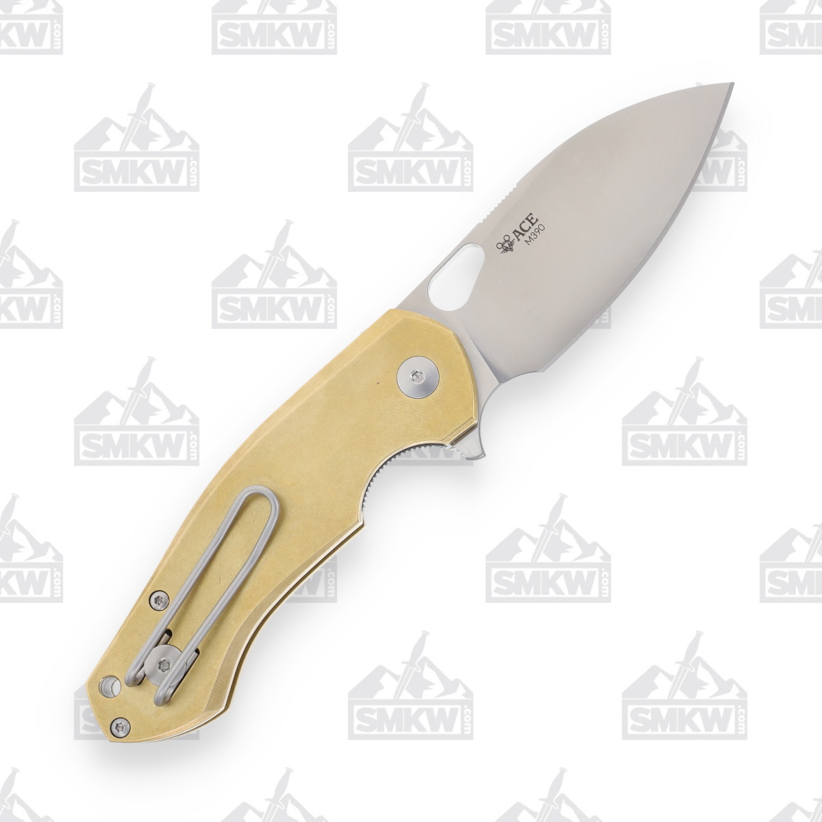 GiantMouse ACE Biblio Linerlock Folding Knife Satin M390/Brass GMBIBLIOBR View 3