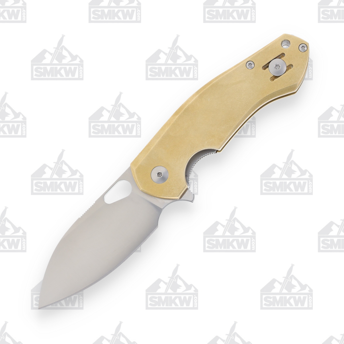 GiantMouse ACE Biblio Linerlock Folding Knife Satin M390/Brass GMBIBLIOBR View 2
