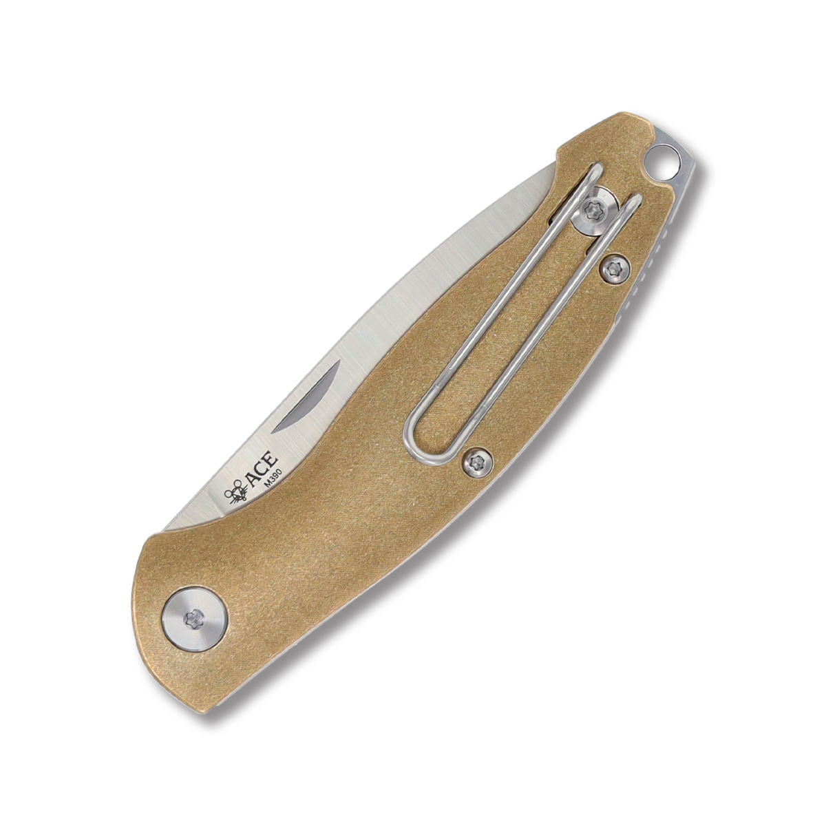 GiantMouse ACE Farley Slip Joint Folding Knife Satin M390/Brass GMFARLEYBR View 7