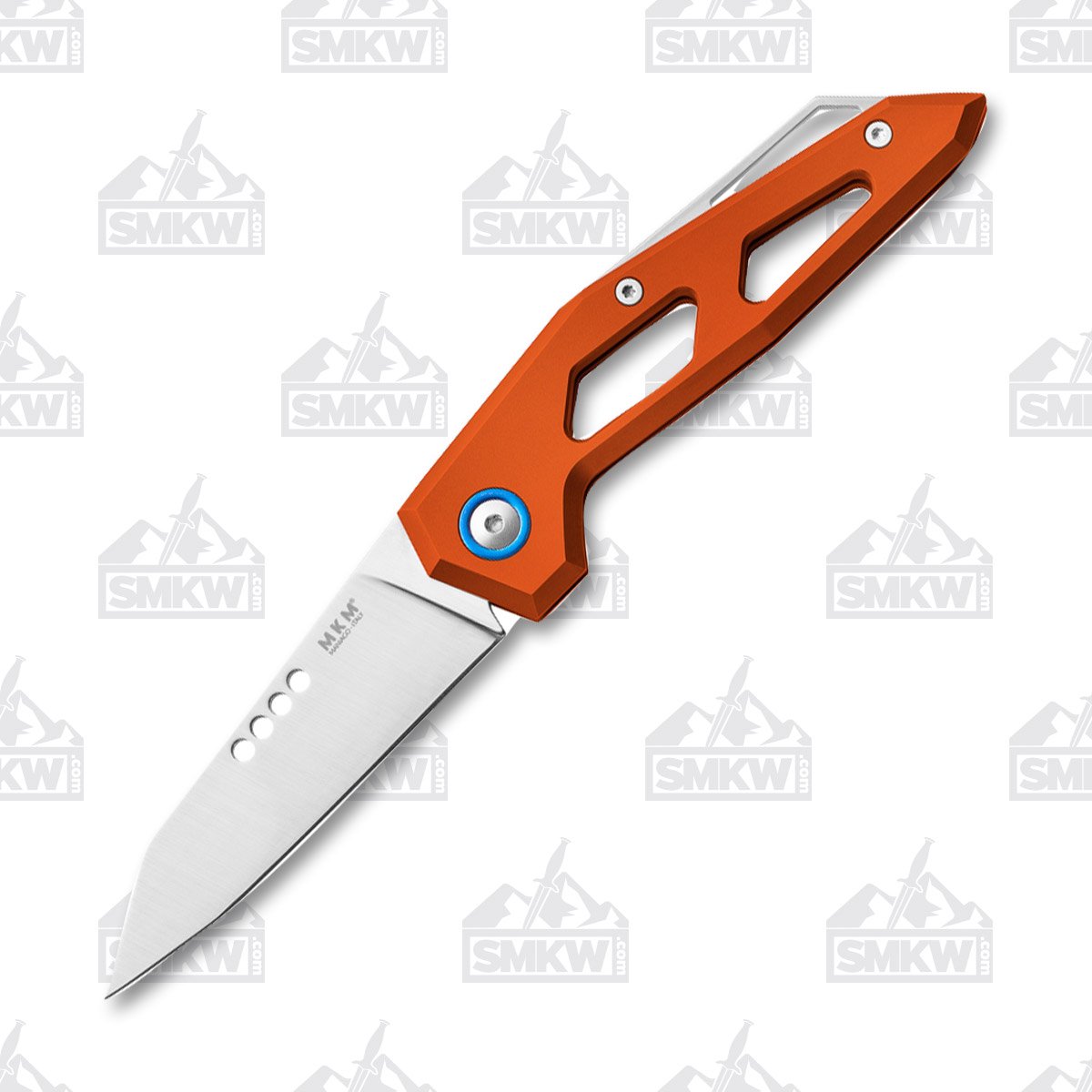 MKM Knives Edge Folding Knife Orange Aluminum 2.95in Satin Reverse Tanto MKEGAOR View 1
