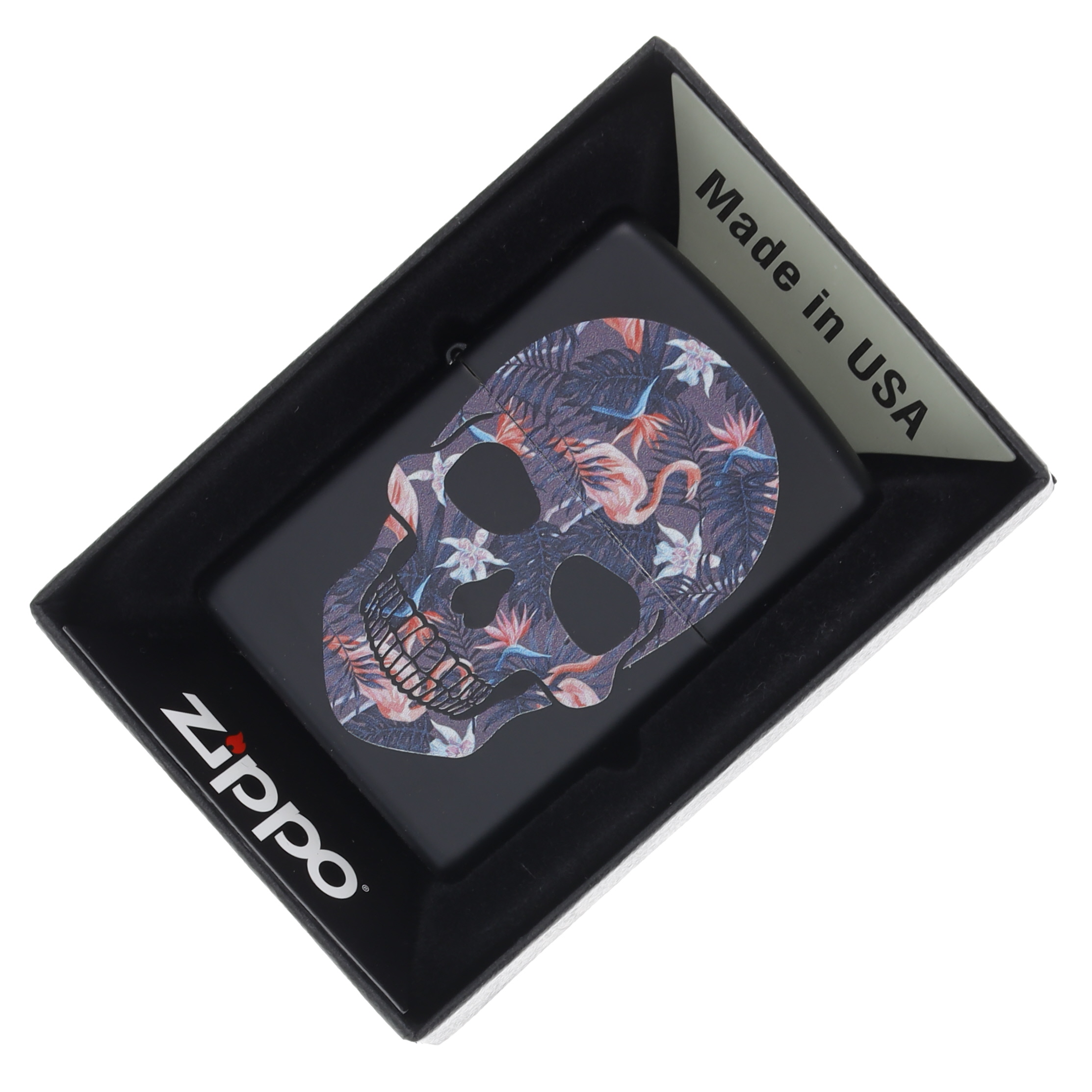 Zippo Lighter Flamingo Skull Black Matte ZP49771 View 10