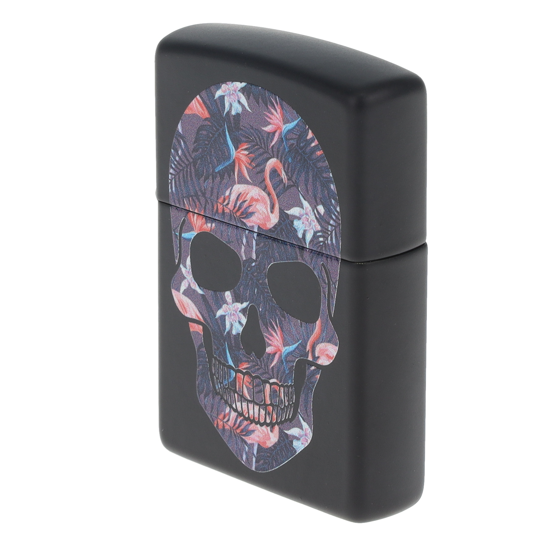 Zippo Lighter Flamingo Skull Black Matte ZP49771 View 1