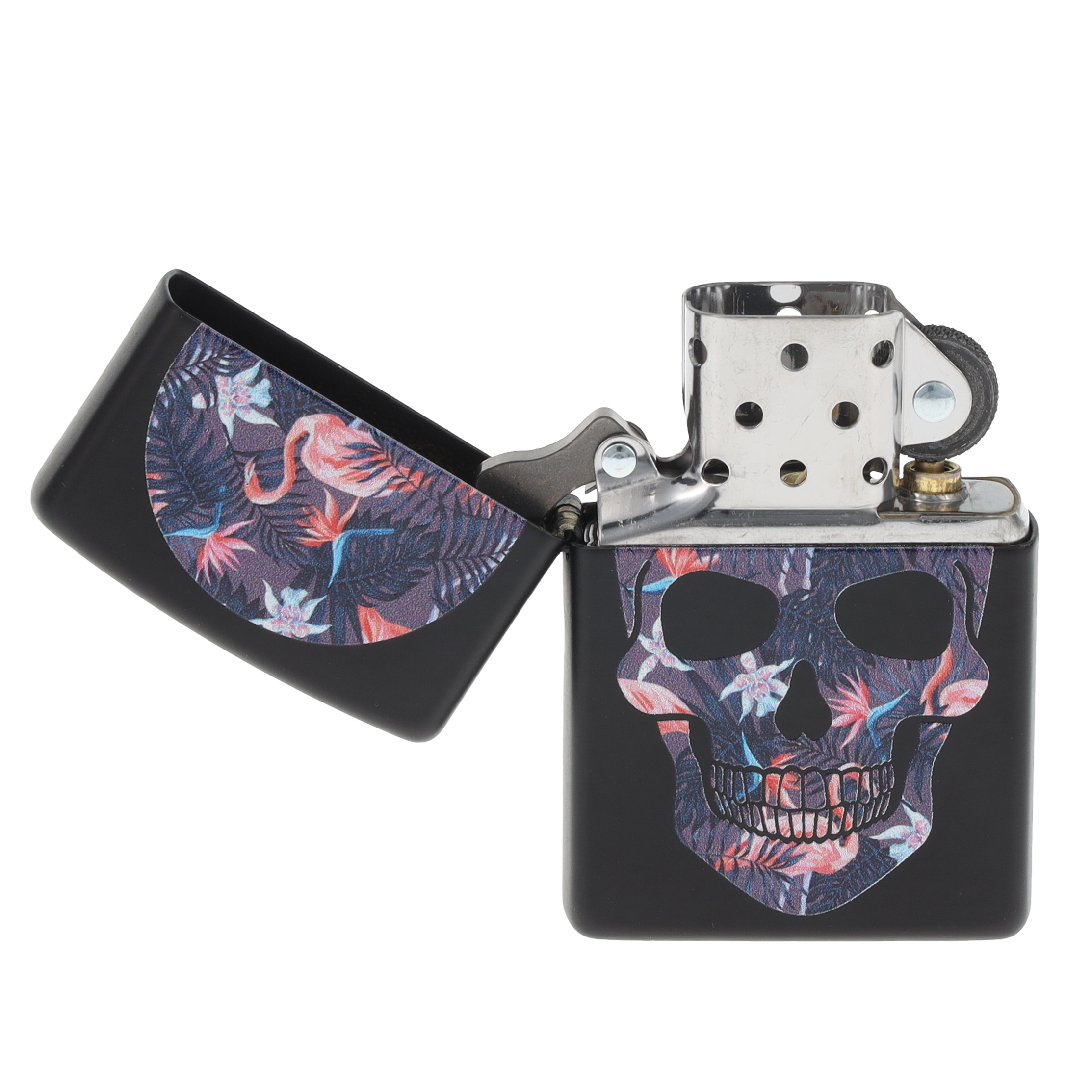Zippo Lighter Flamingo Skull Black Matte ZP49771 View 9