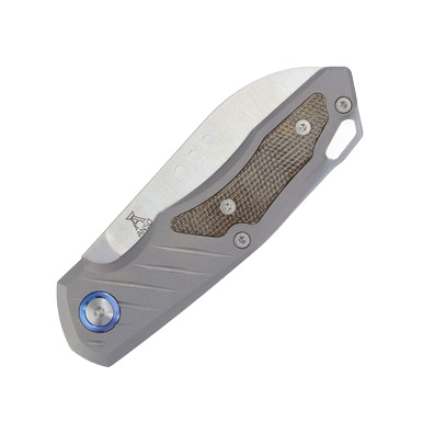 MKM Knives Anso Root Folding Knife Titanium Green Micarta 2.8in Satin Blade MKRTGCT View 4