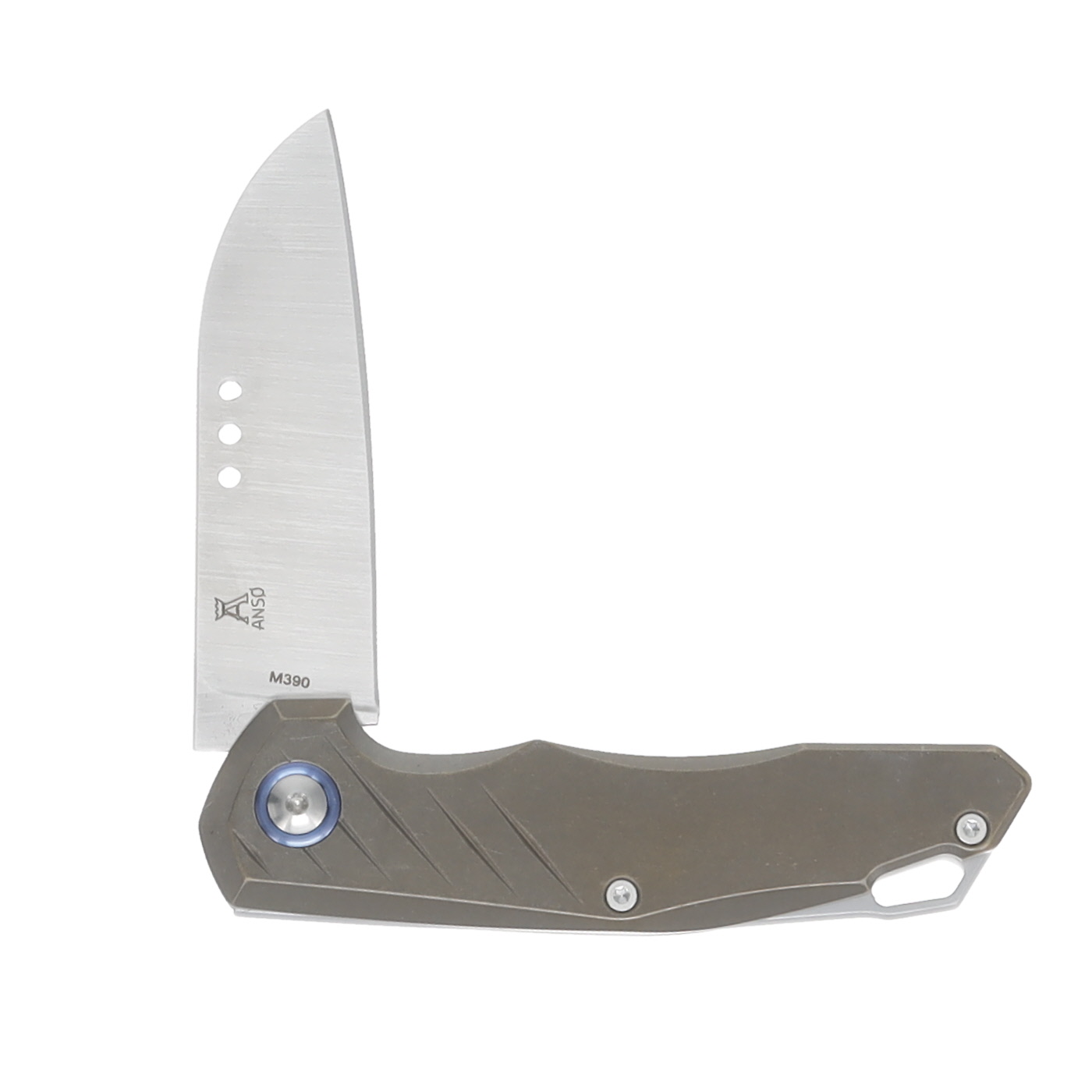 MKM Knives Anso Root Folding Knife Bronze Titanium 2.8in Satin Blade MKRTTBR View 4