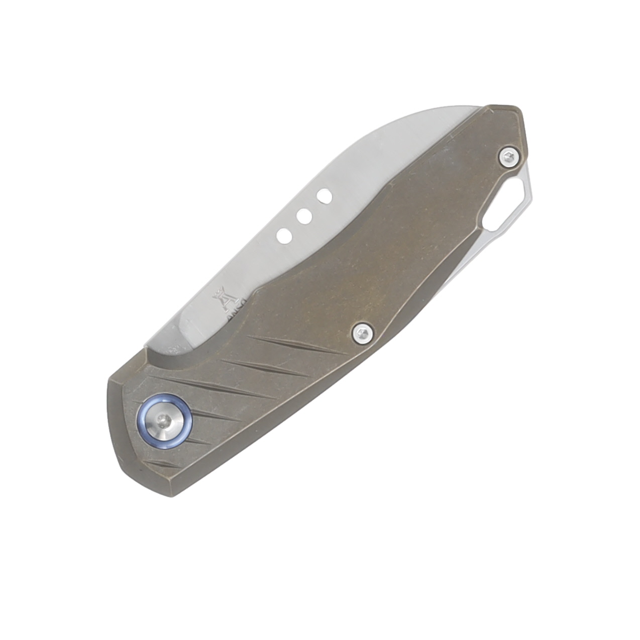 MKM Knives Anso Root Folding Knife Bronze Titanium 2.8in Satin Blade MKRTTBR View 5