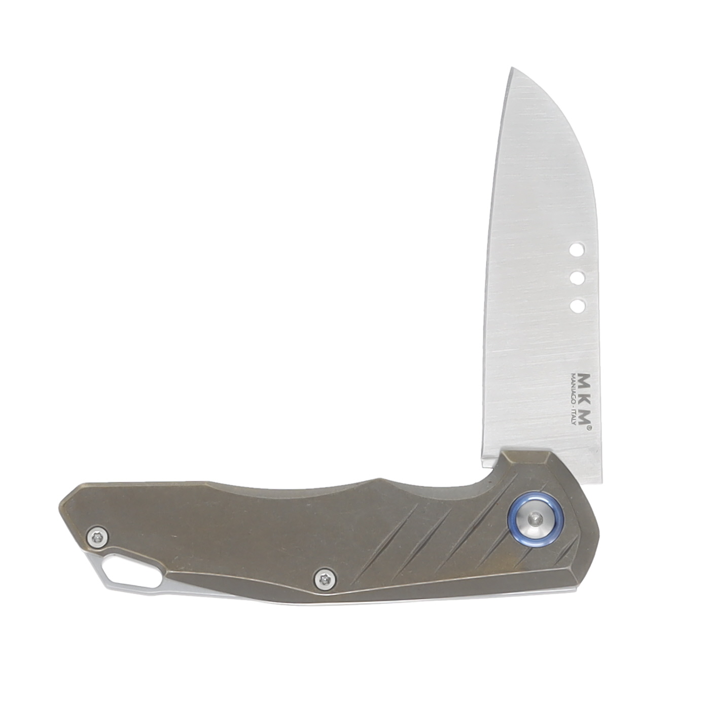 MKM Knives Anso Root Folding Knife Bronze Titanium 2.8in Satin Blade MKRTTBR View 3