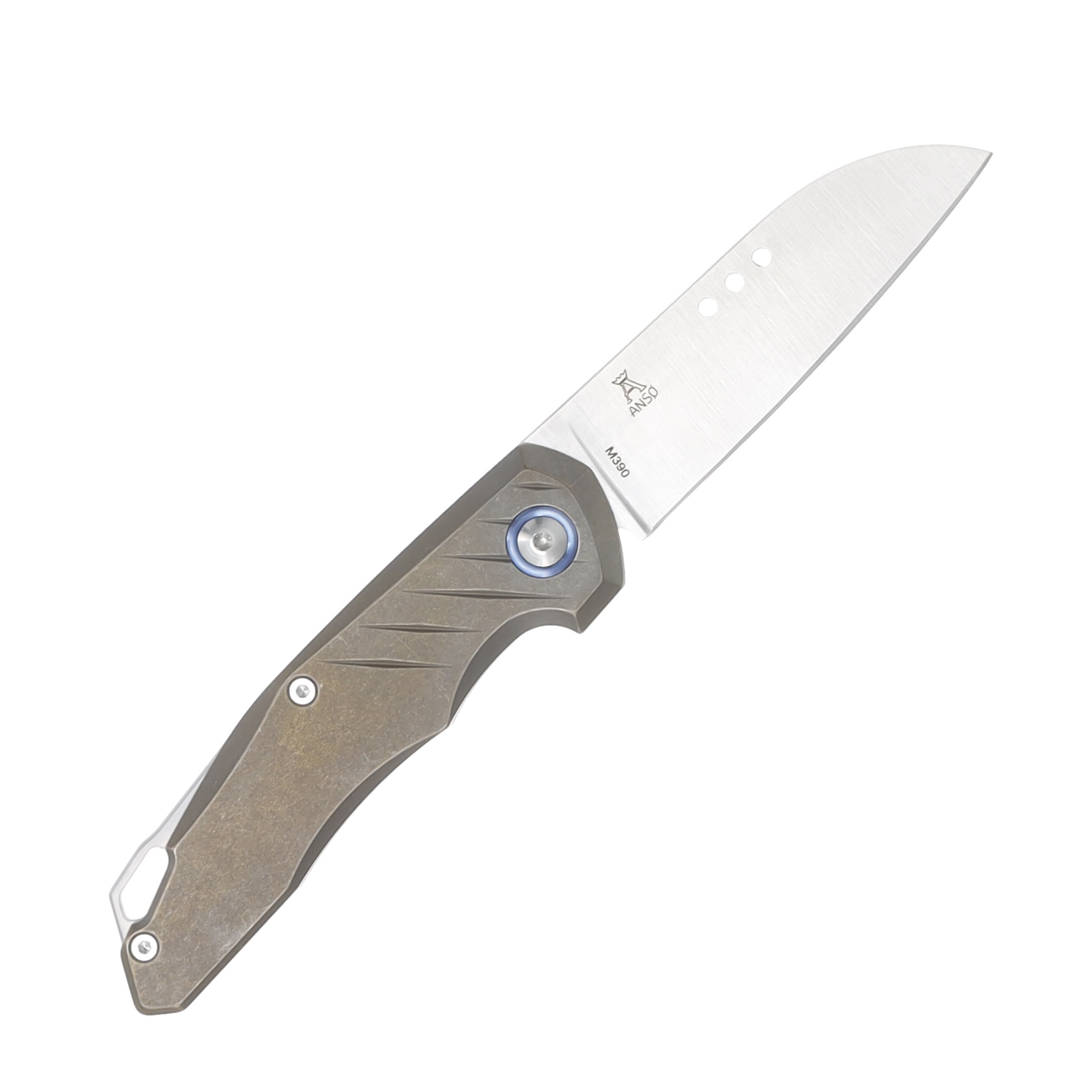 MKM Knives Anso Root Folding Knife Bronze Titanium 2.8in Satin Blade MKRTTBR View 2