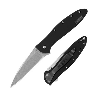 Kershaw Leek Folding Knife Stonewash Black KS1660SWBLK View 1