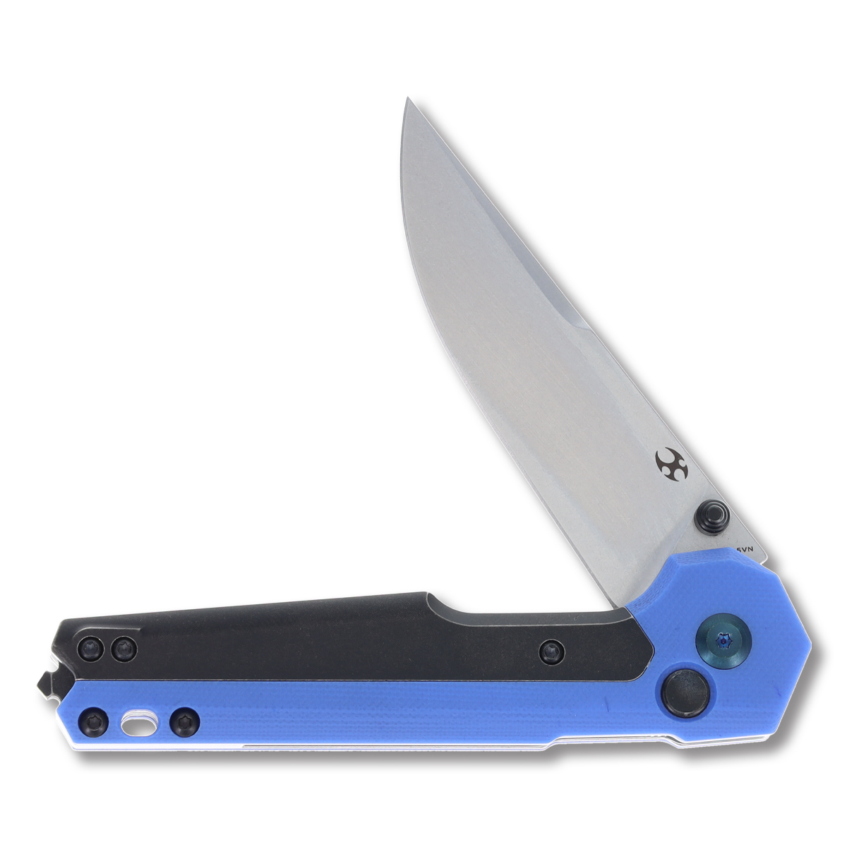 Kansept Knives EDC Tac Folding Knife Blue G10-Titanium 3.1in Drop Point K2009A6 View 3