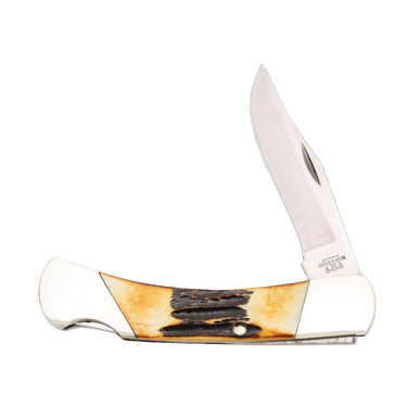Bear & Son Genuine India Stag Bone Midsize Lockback Folding Knife BR505 View 3