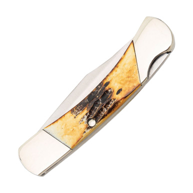 Bear & Son Genuine India Stag Bone Midsize Lockback Folding Knife BR505 View 7