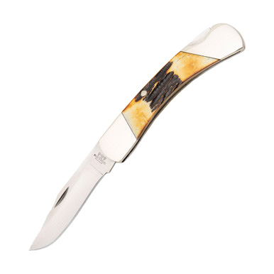 Bear & Son Genuine India Stag Bone Midsize Lockback Folding Knife BR505 View 1